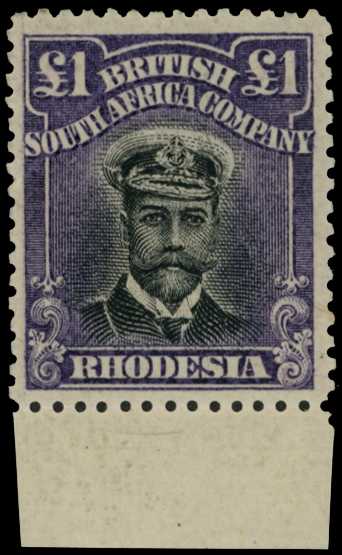 1913-7 £1 Head Die II, perf 14. Large part...