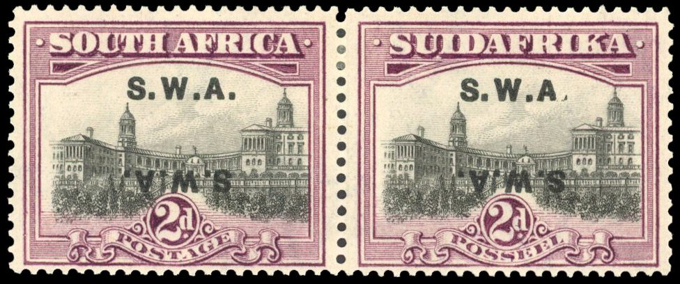 South West Africa 1927-30 2d error opt double one inverted