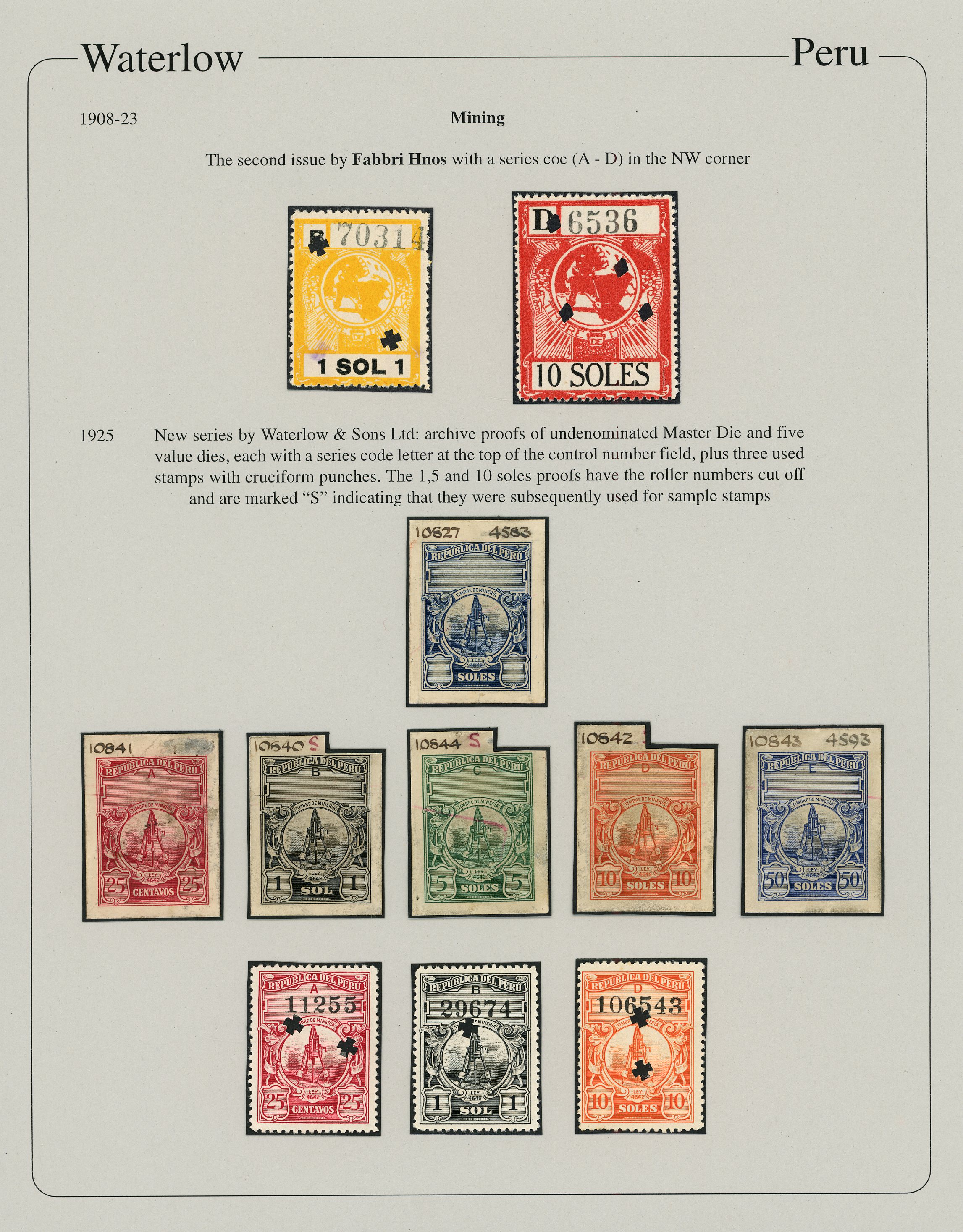 Mining: 1925 set of six Waterlow MASTER DIES...