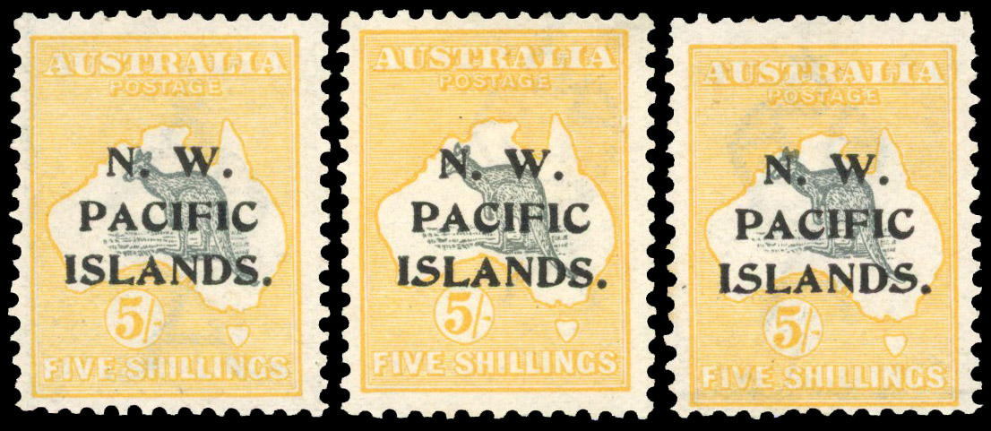 New Guinea 1915-16 5s grey and yellow x3