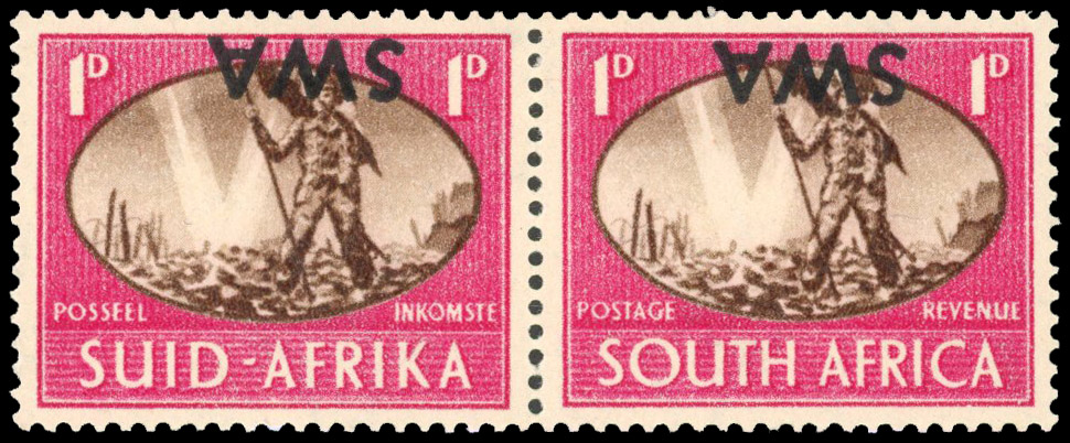 South West Africa 1945 Victory 1d overprint inverted mint