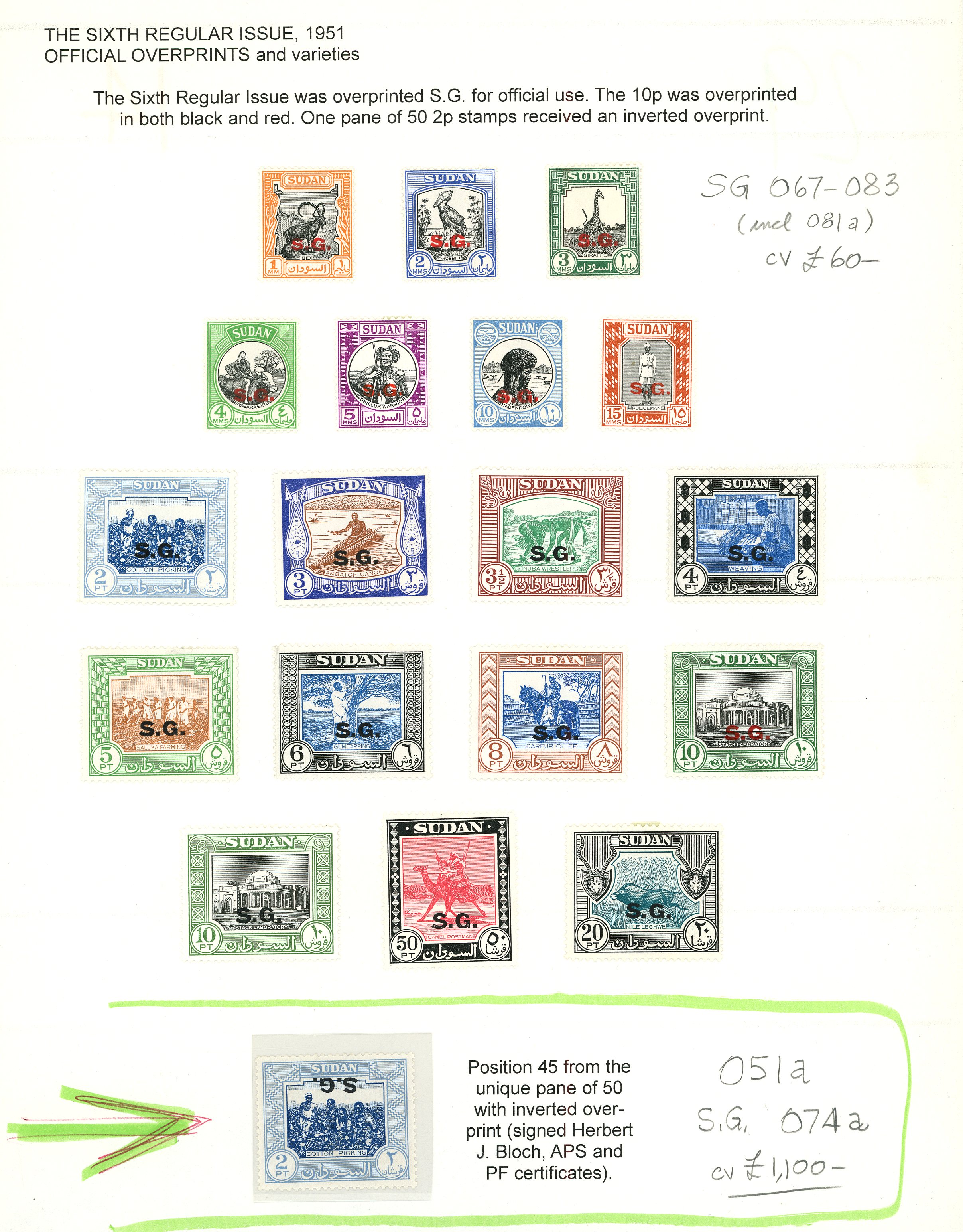 Sudan 1941-51 collection on leaves