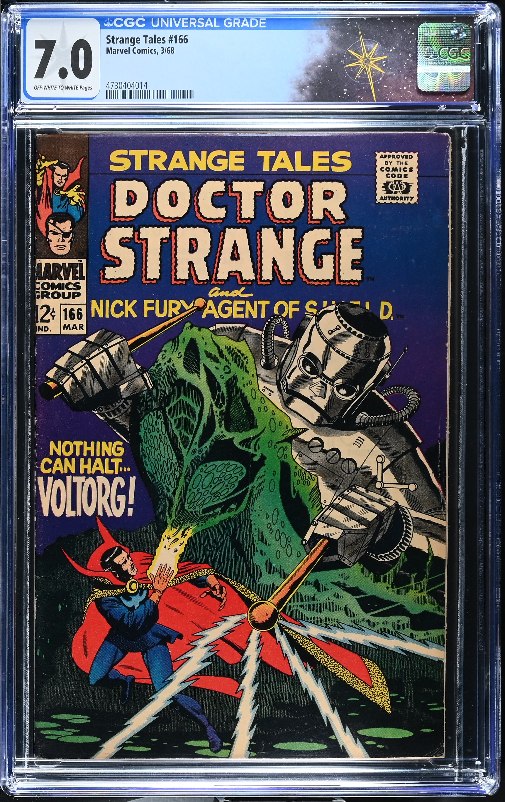 Strange Tales #166 CGC 7.0 "Nothing Can Halt... Voltorg!" & "If Death Be My Destiny!" (Marvel Comics, 1968)