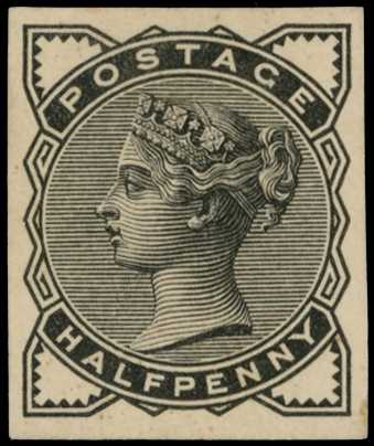 1880 ½d imperforate plate proof in black on...