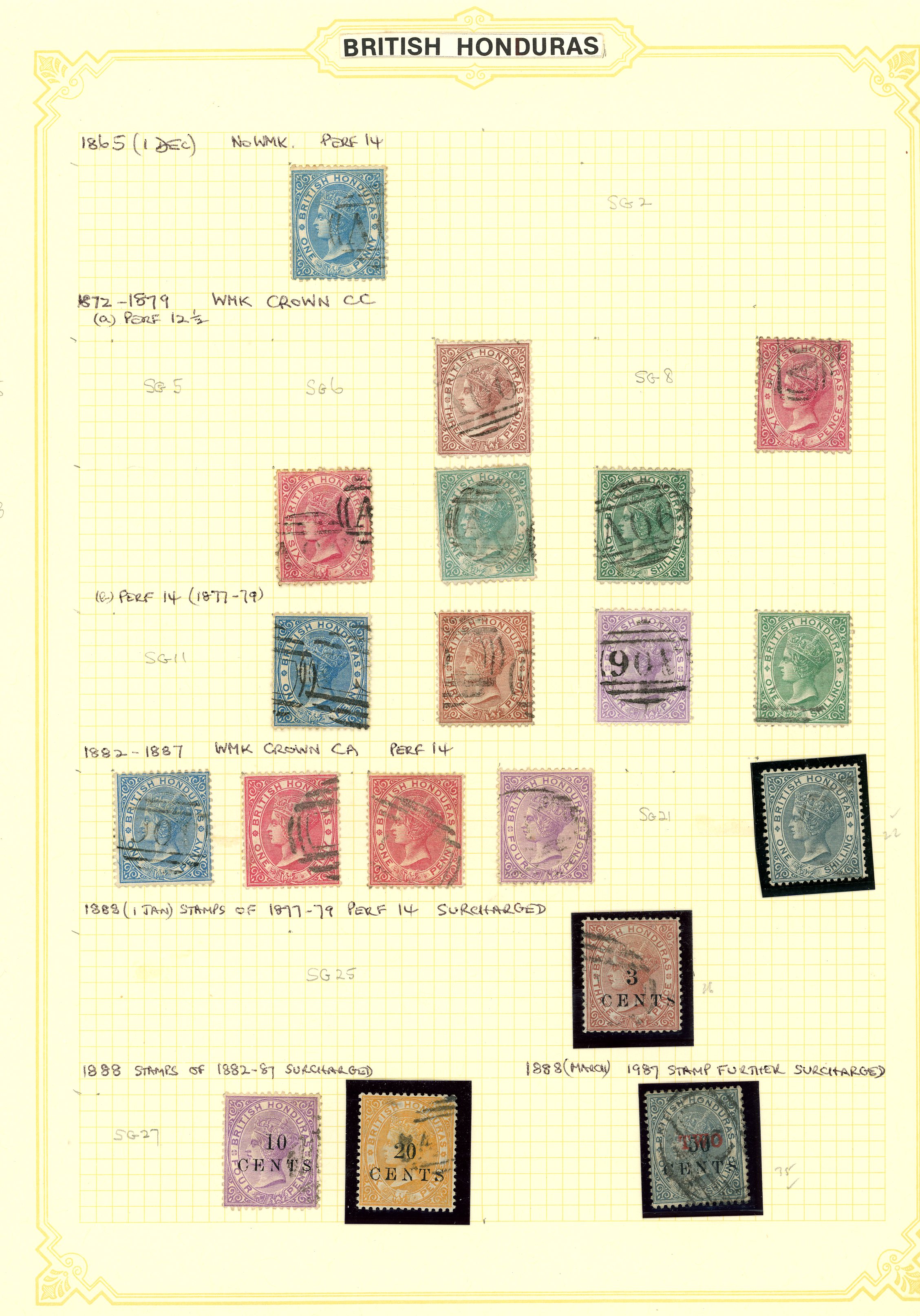 1865-1966 used collection (211) on leaves....