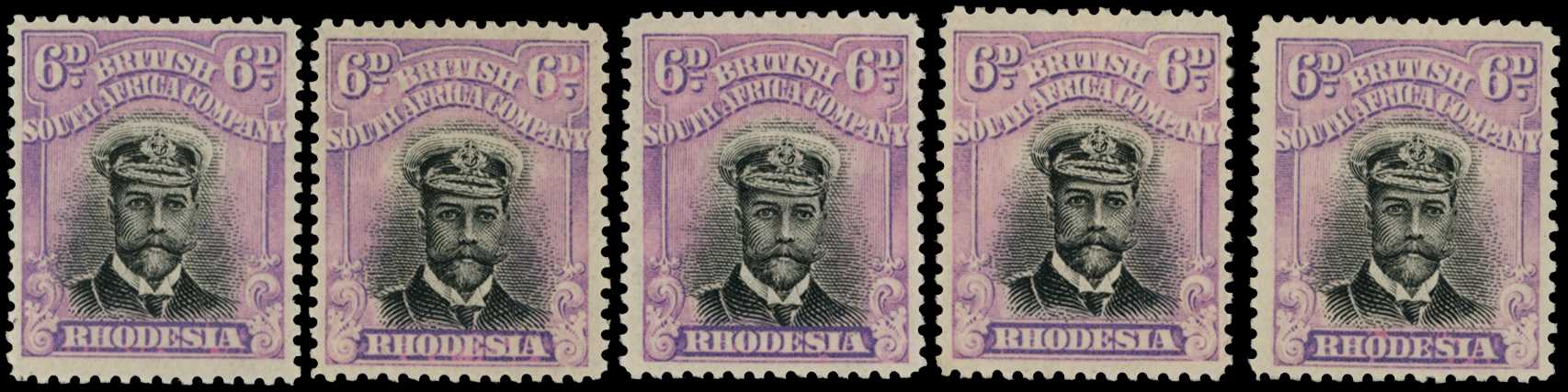 1913-7 6d Head Die II, perf 14. Five...