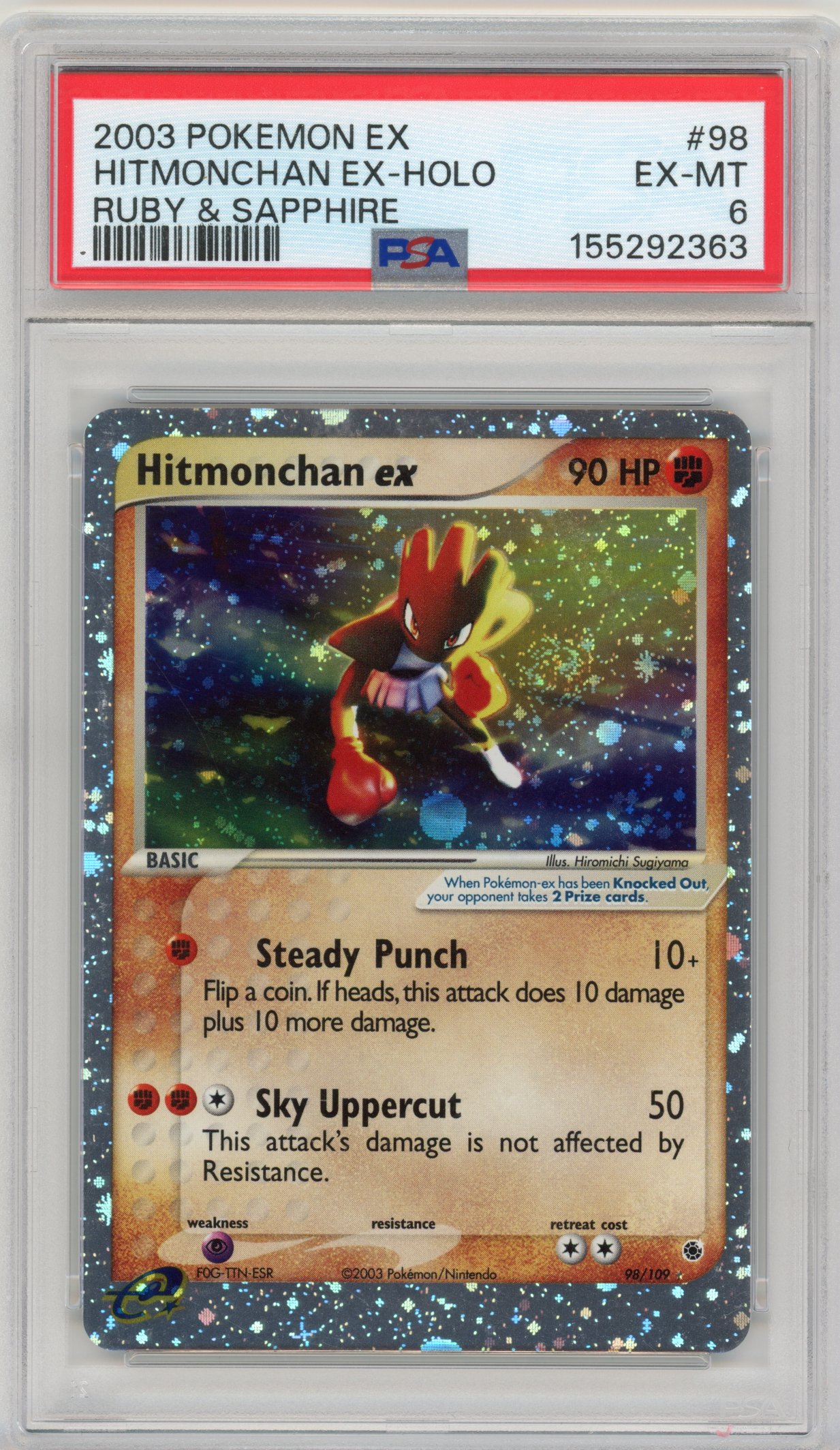 PSA 6 Hitmonchan ex #98 (2003) EX Ruby & Sapphire