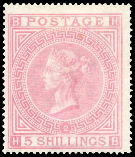 GB SG 127 1874 5s pale rose Plate 2 mint