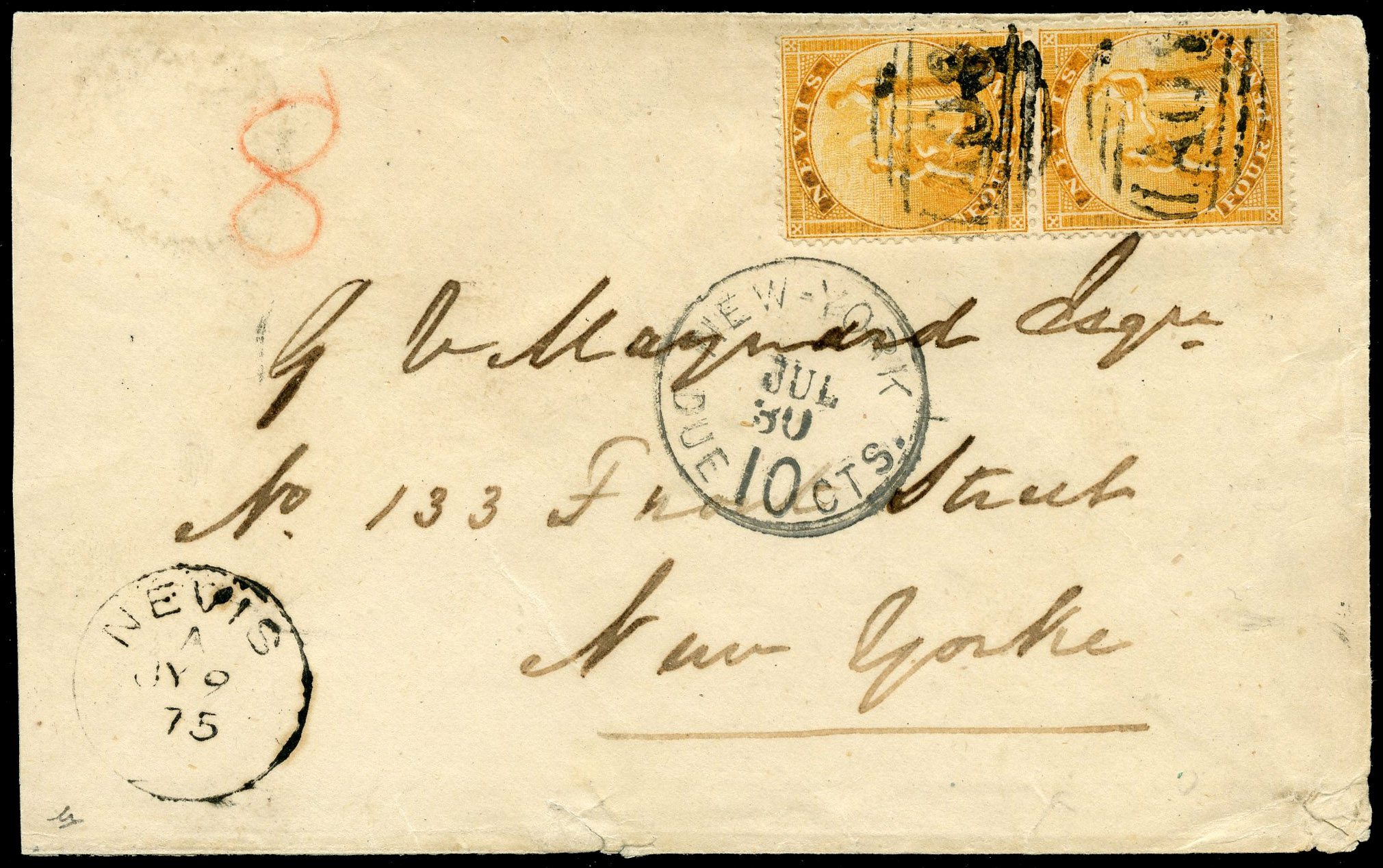 Nevis SG 11 pair on cover