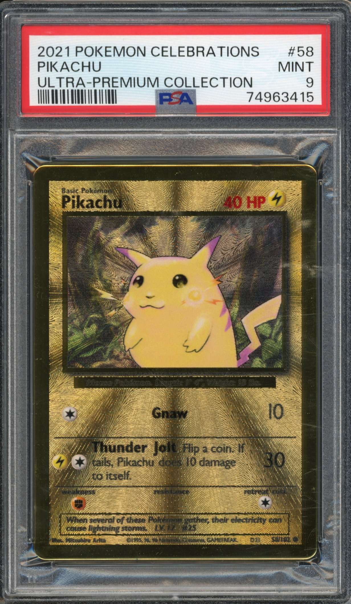 Past auction: PSA 9 Pikachu - #58 Metal Card Ultra Premium