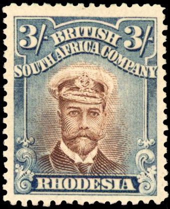 Rhodesia 3/- SG 236b snowstorm and temple flaw mint