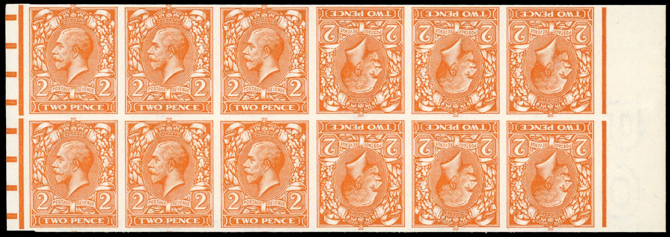 Great Britain 1912 2d Orange, Tête-bêche Pair, BPMA Imprimatur, SG 368