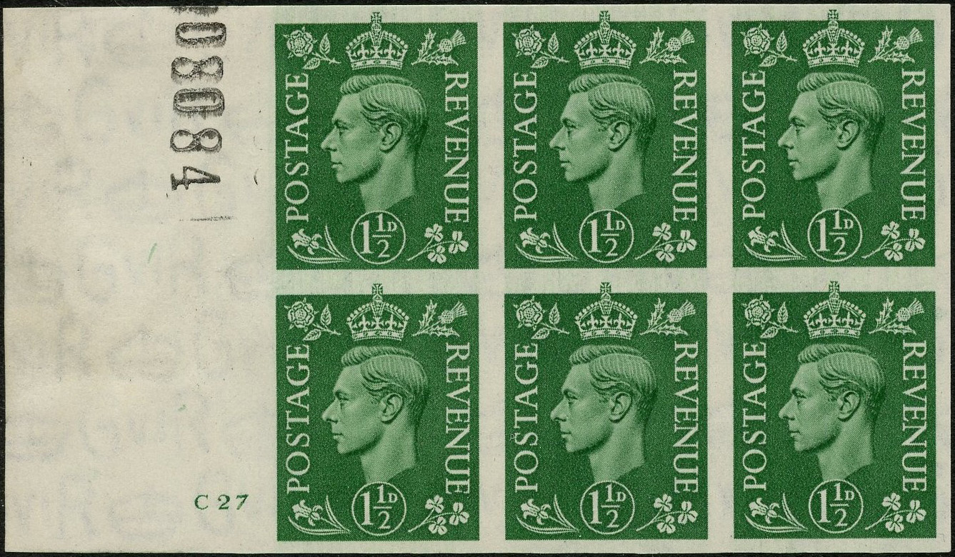 GB 1950-52 SG 505 imprimatur block of six