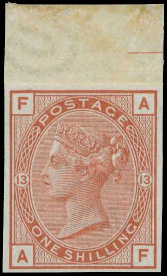1881 1/- orange-brown Plate 13 (AF) top...