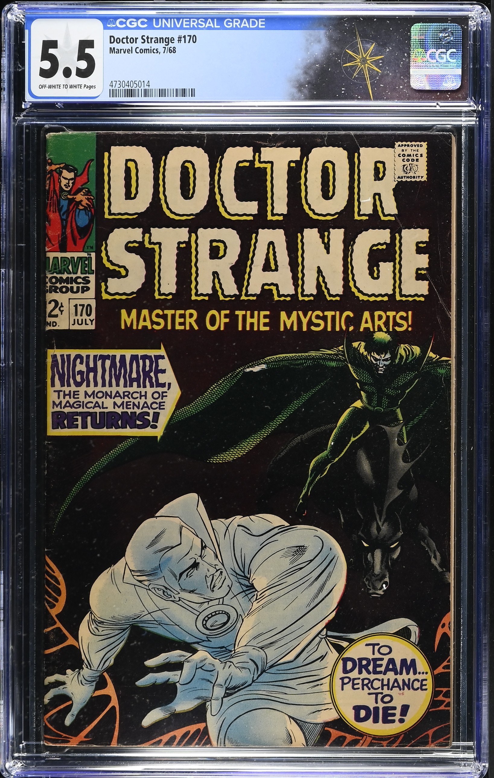 Doctor Strange #170 CGC 5.5 Nightmare Cover by Dan Adkins (Marvel Comics, 1968) Off-White to White Pages