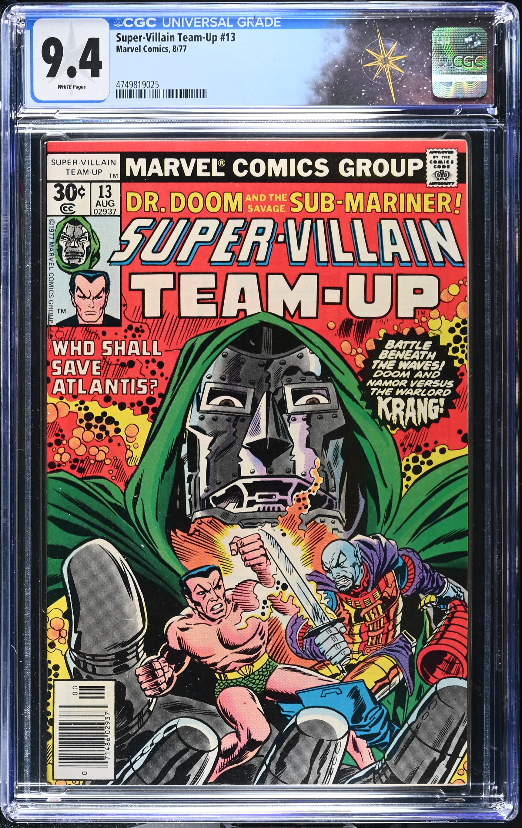 Super-Villain Team-Up #13 CGC 9.4 Doctor Doom Cover "When Walks The Warlord!" (Marvel Comics, 1977) White Pages