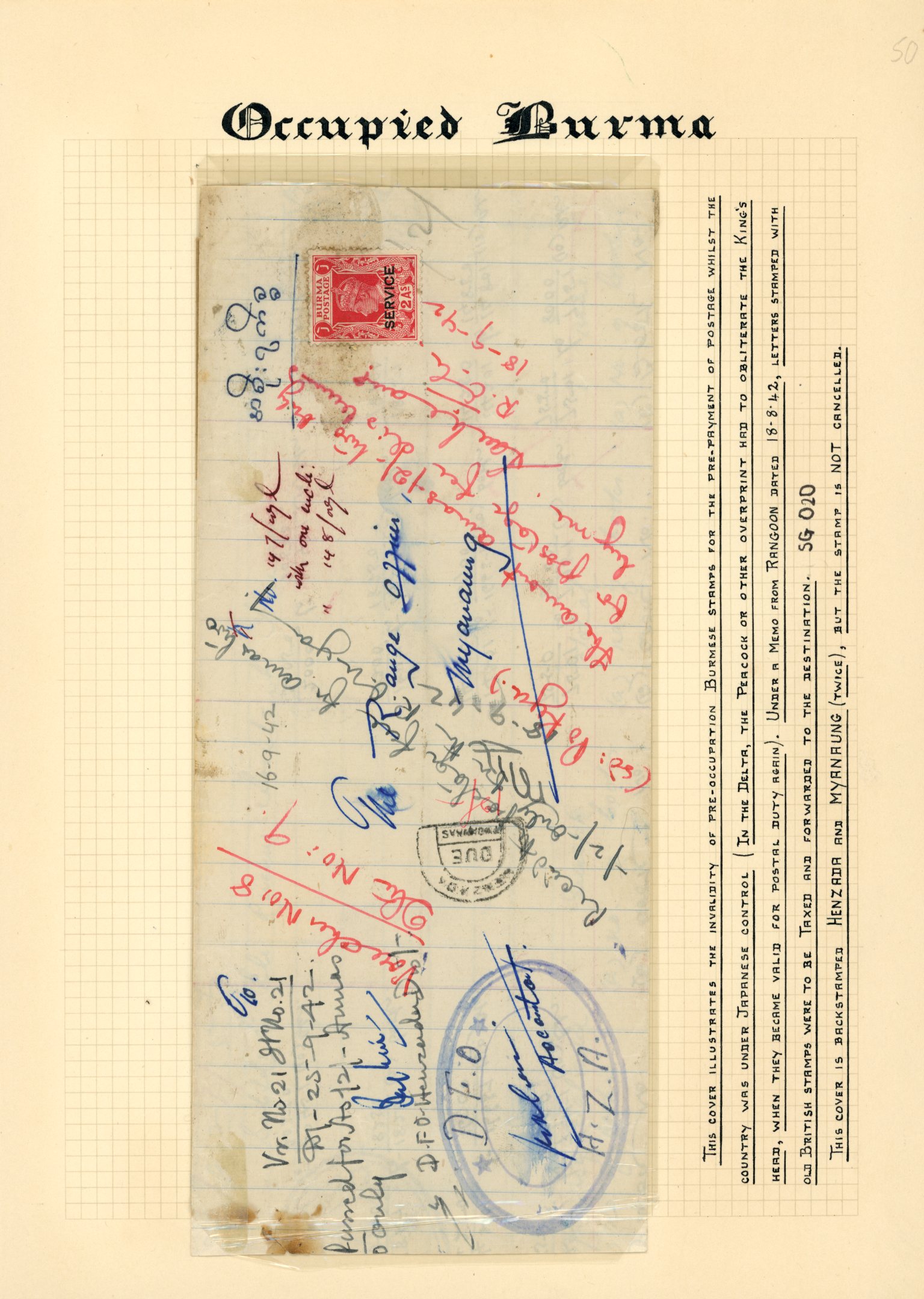 1942 cover to Myanaung franked by...