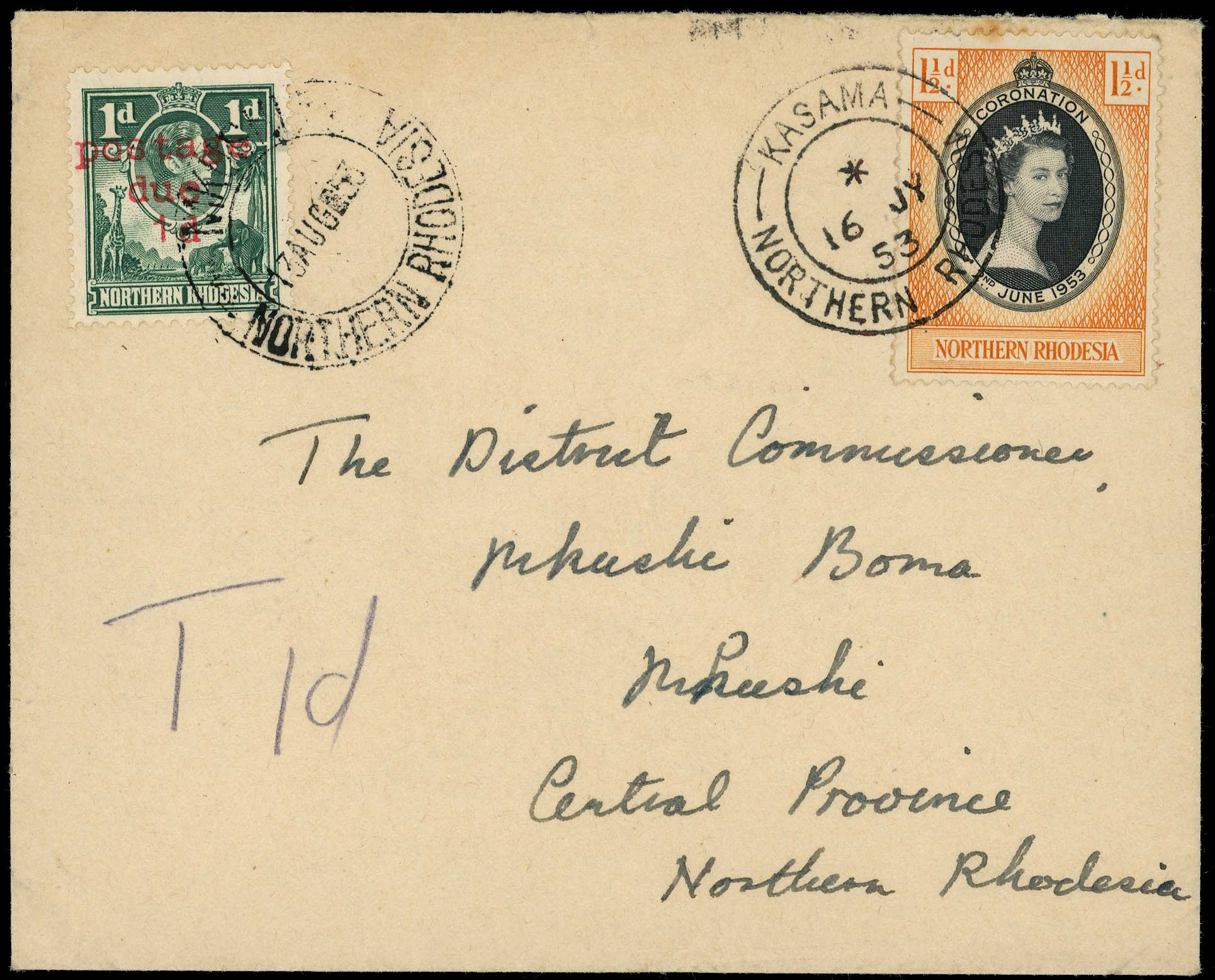 Northern Rhodesia Postage Due cover