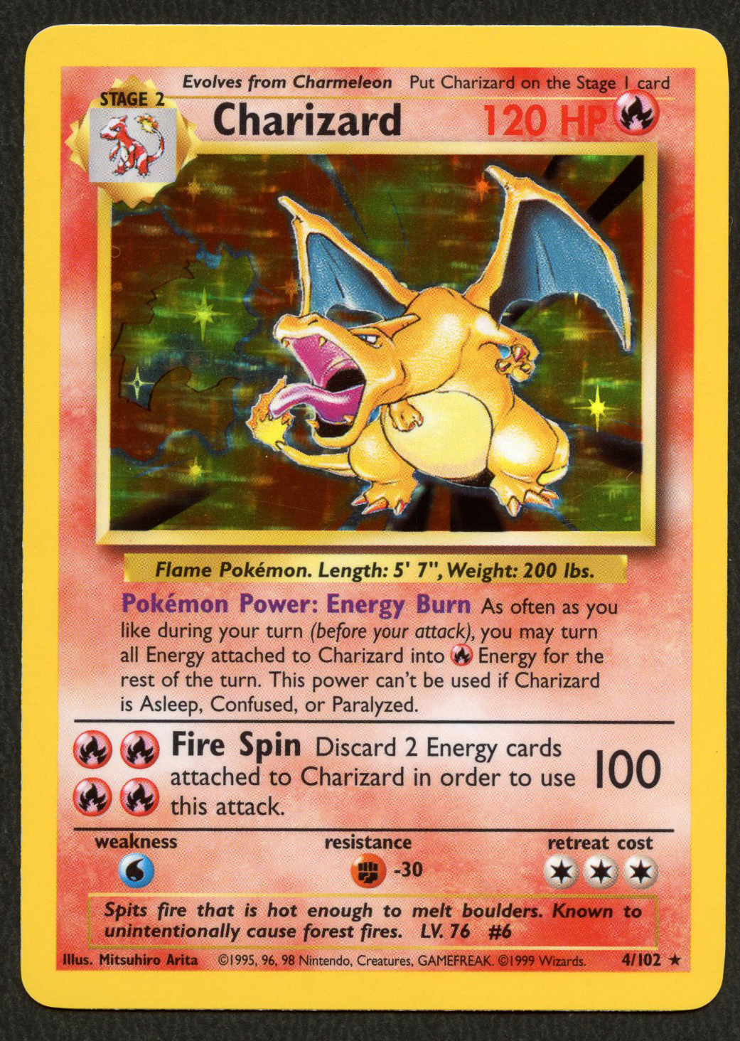 Charizard Holo #4/102 - Base Set (Ungraded) - Light Play