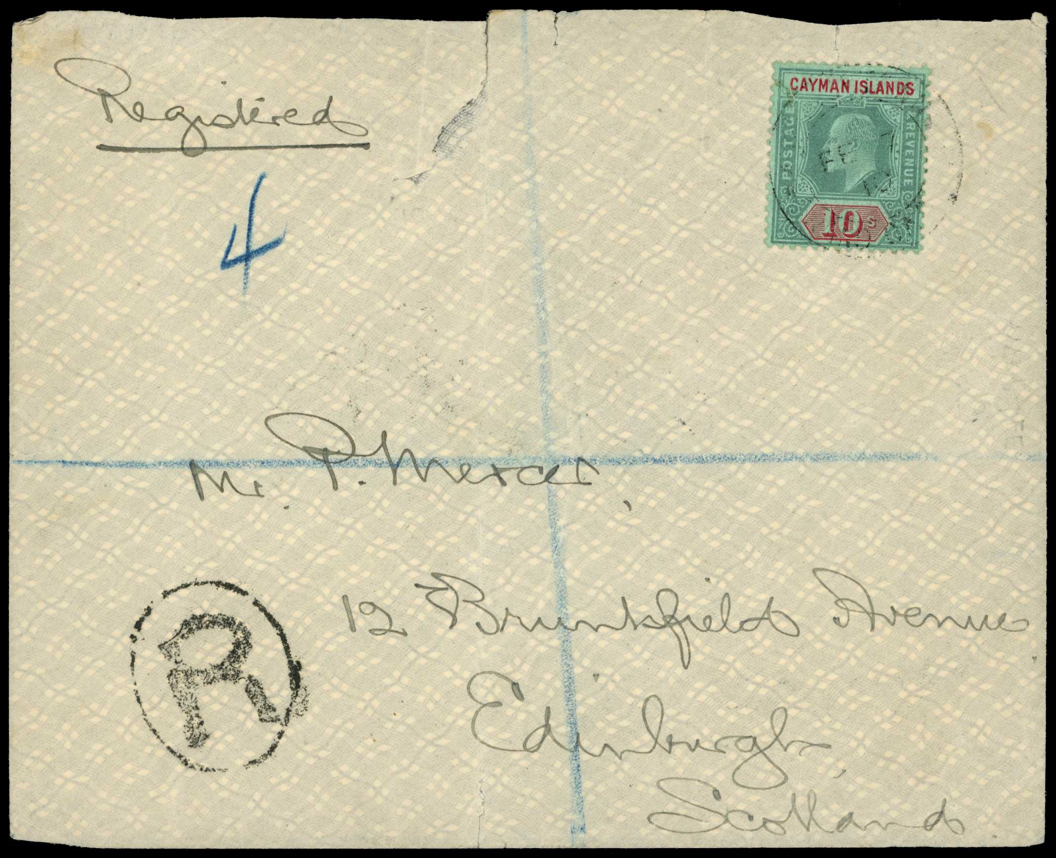 1910 10s green and red on green paper...