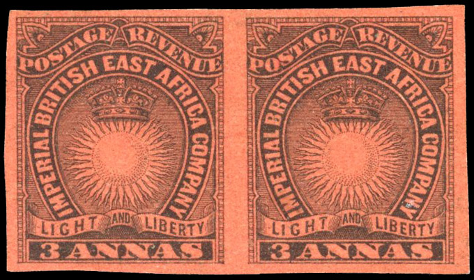 British East Africa SG 8ab 1890 3a imperforate pair mint