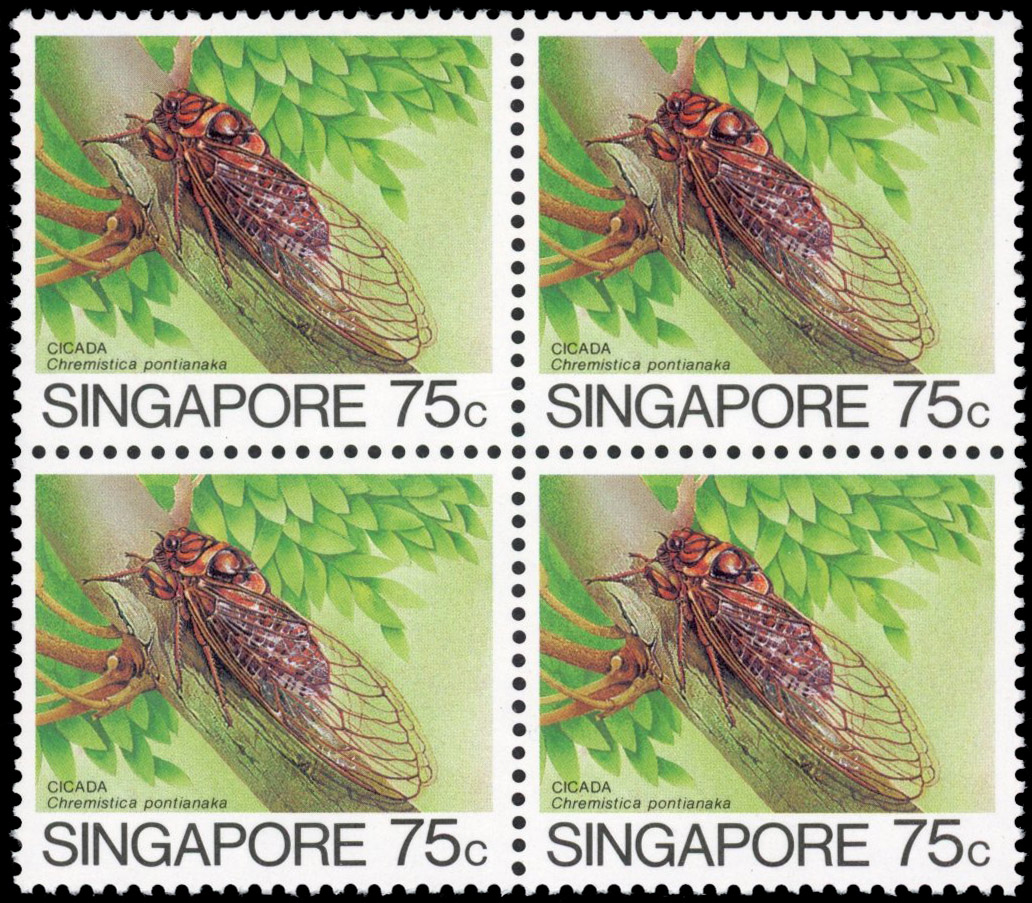 Singapore 1985-89 Insects set of 8 Leigh-Mardon printings