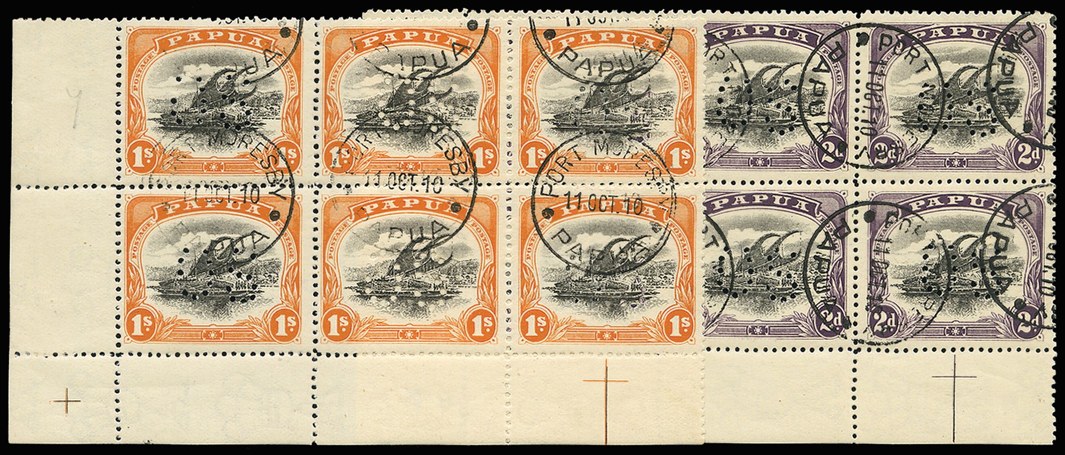 Official. 1908-10 "Small PAPUA" Wmk sideways perf 12½...
