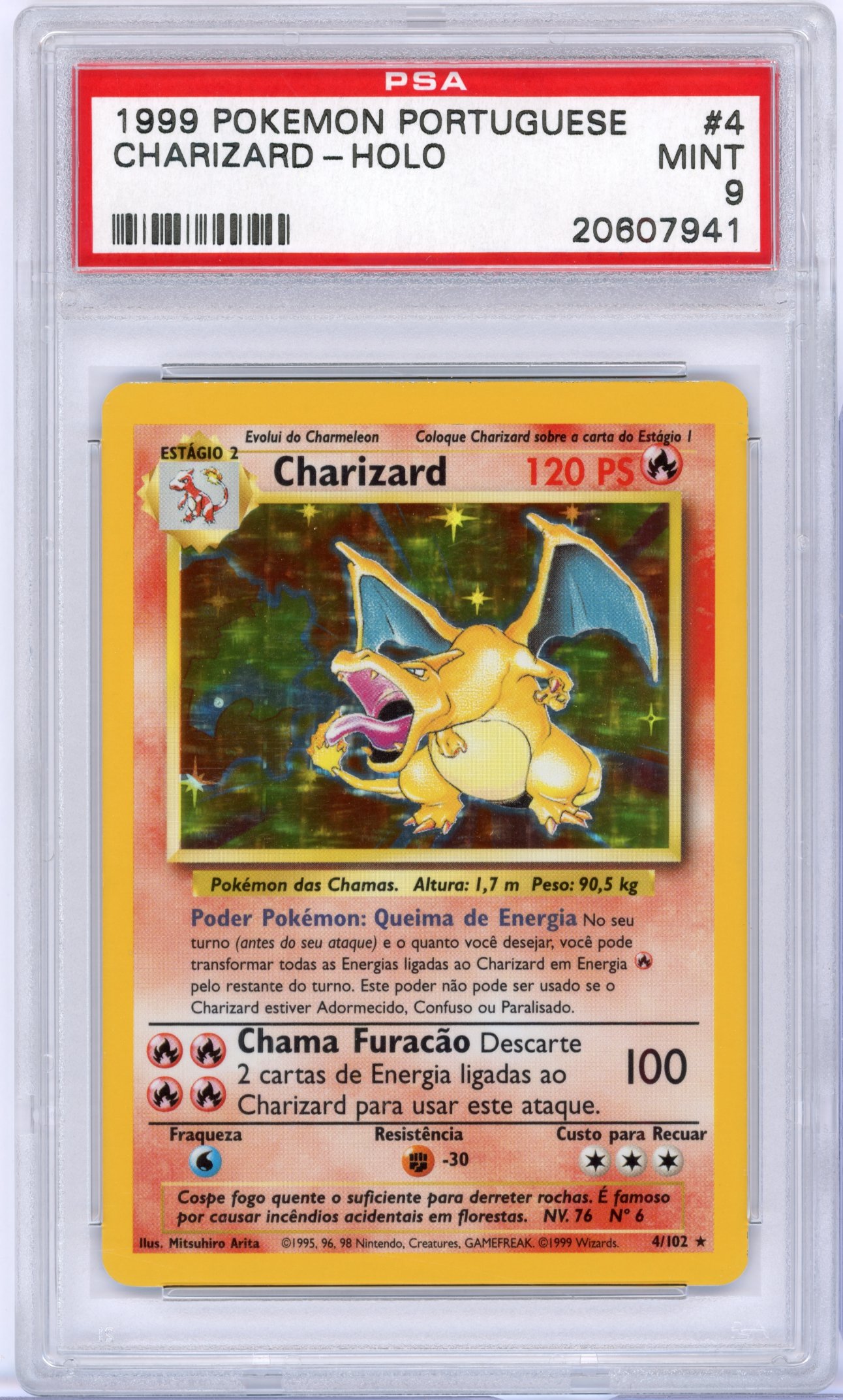 PSA 9 Charizard #4 Holo Base Set - Portuguese Pop. 4