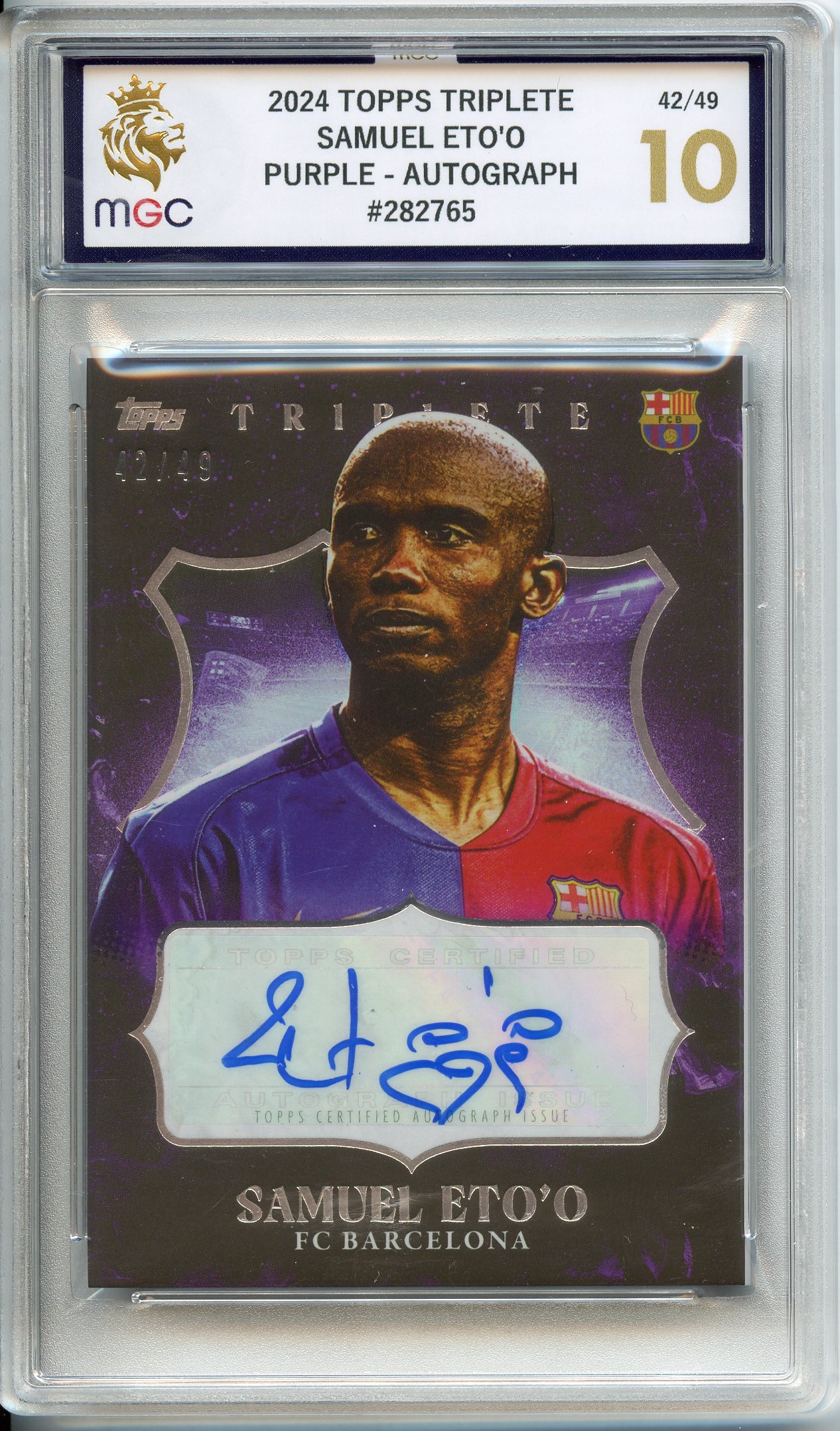 MGC 10 2024 TOPPS TRIPLETE SAMUEL ETO'O - 42/49 - PURPLE - AUTOGRAPH