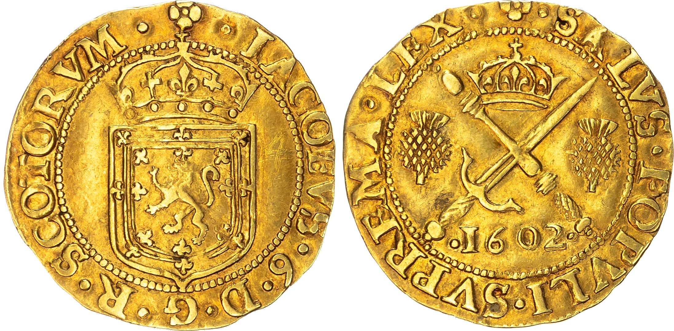 Scotland, James VI (1567‑1625), AV Sword and Sceptre Piece, Eighth Coinage, 1602, mm. quatrefoil.
