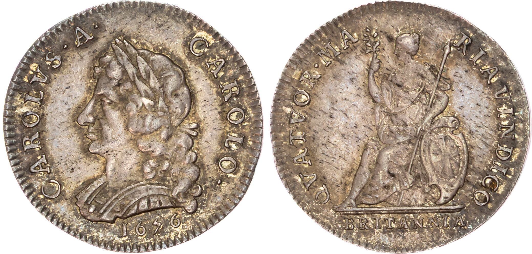 Charles II (1660-1685) Pattern Farthing or Medalet, 1676, struck in silver.