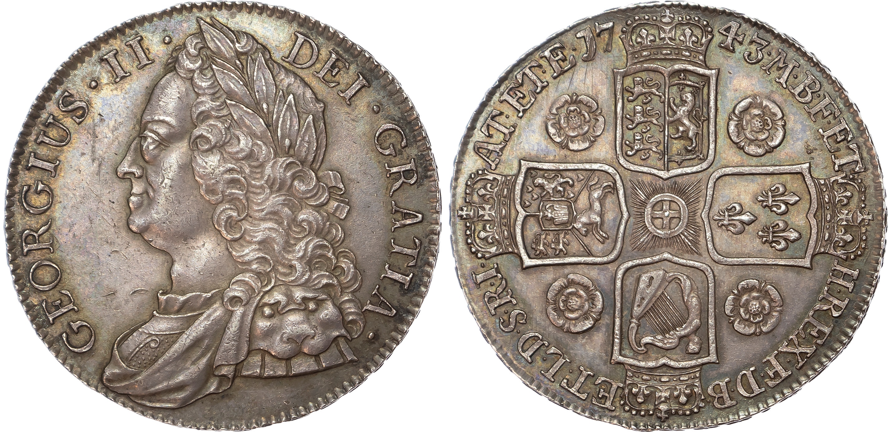 George II (1727-1760), Crown, 1743, DECIMO SEPTIMO