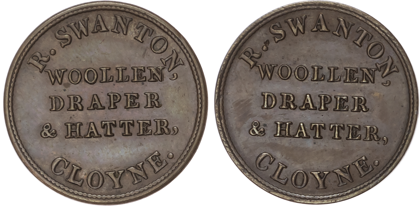 Clonmel Peter McSwiney (mercer & draper) farthing (late 1840s), head of Victoria l/two-line legend, 21mm. (W 5…