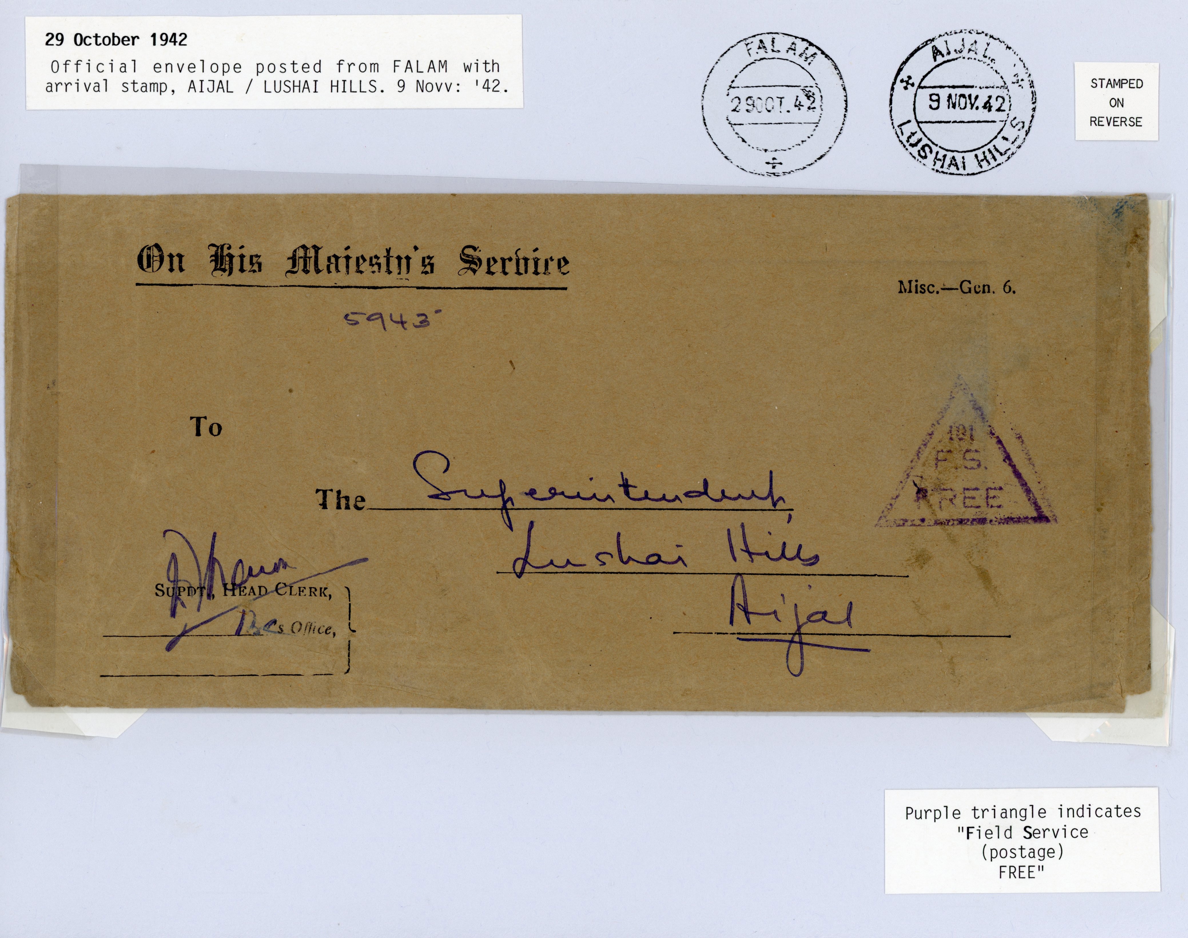 Burma Chin Hills 1942 OHMS cover