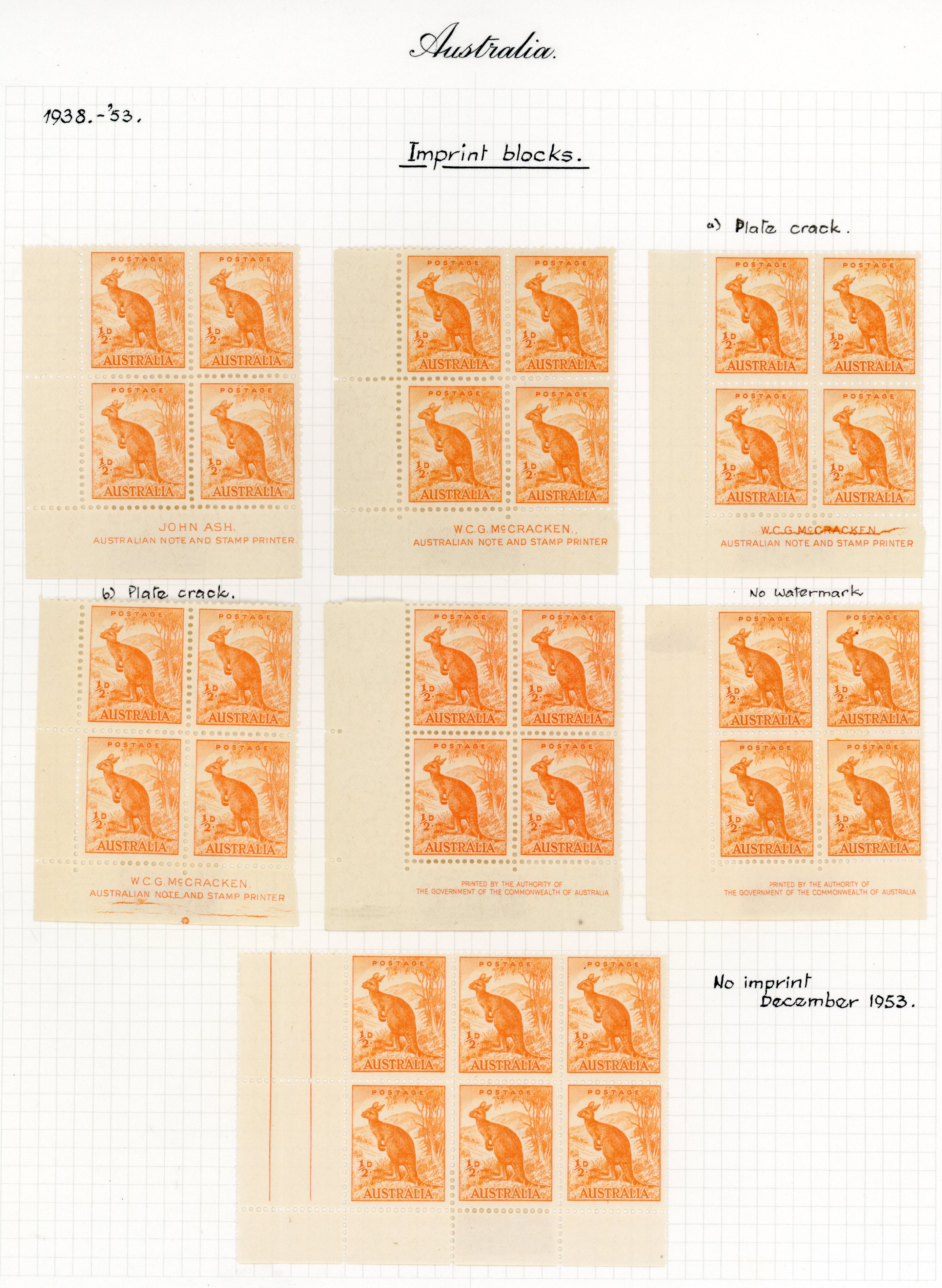 Australia SG 164, 170, 238 collection