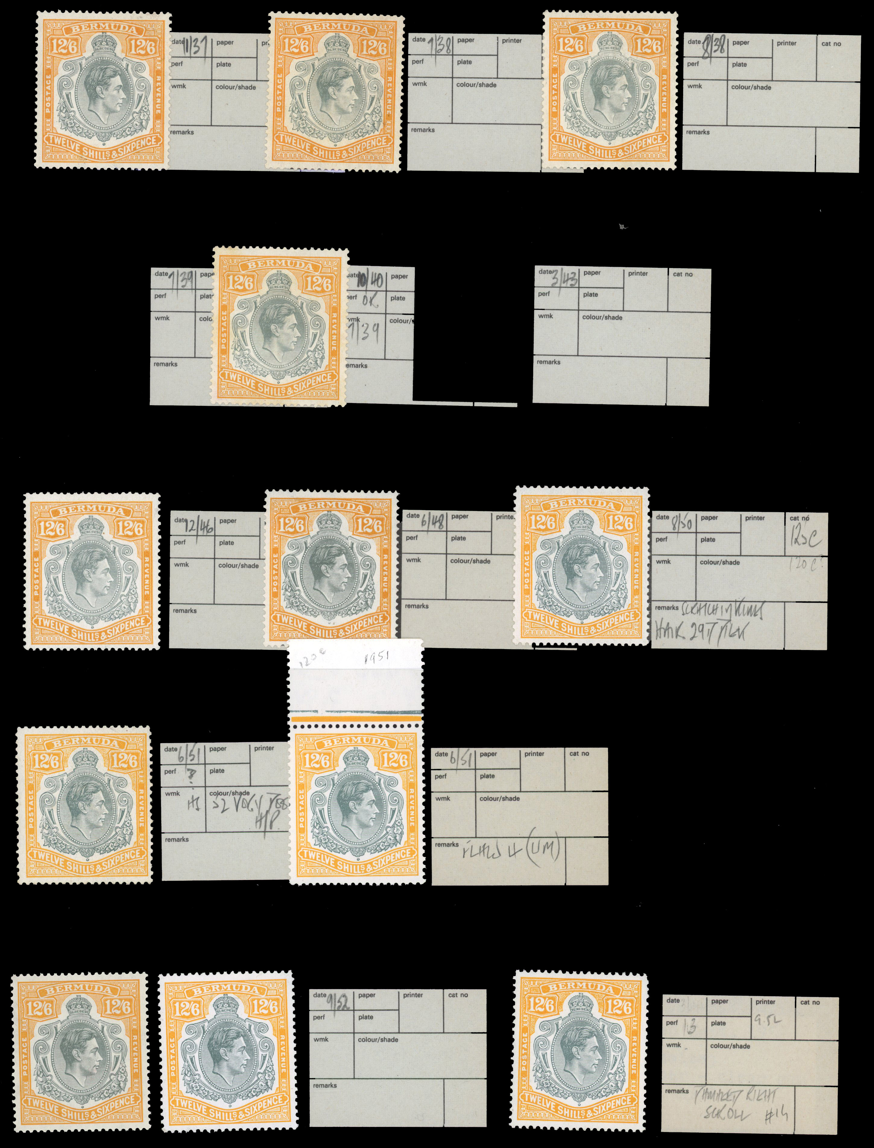 Bermuda 12/6d printings reference collection mint