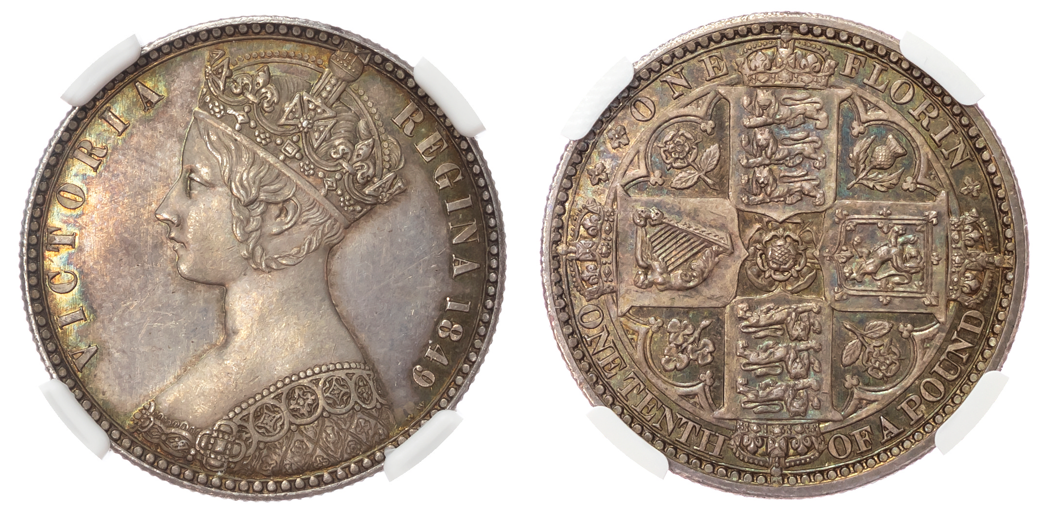 Victoria (1837-1901) Florin, 1849, ‘Godless’ type.