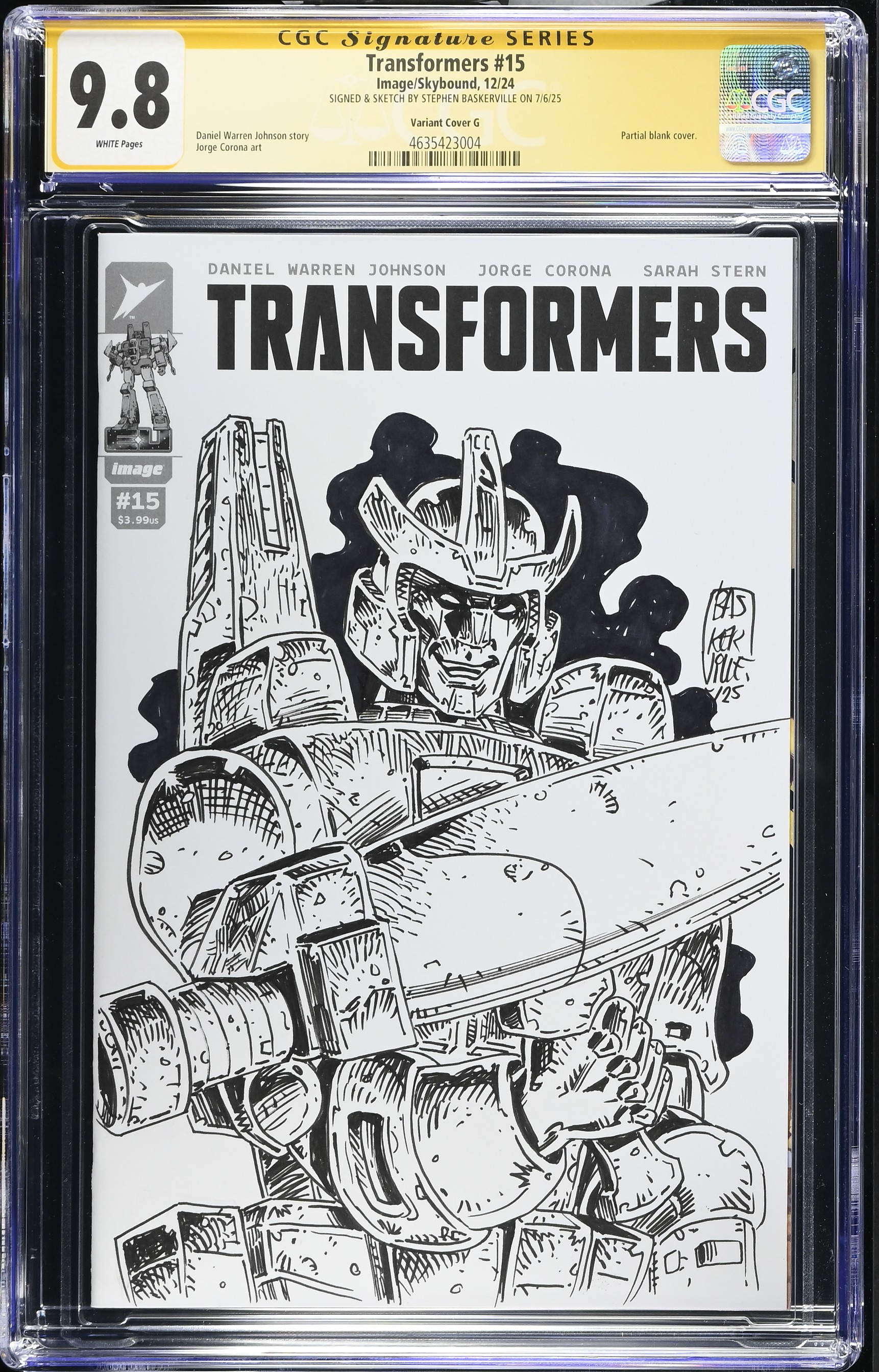 Transformers #15 (Image Comics/Skybound 2024) CGC 9.8 Signed and sketched by Stephen Baskerville Galvatron