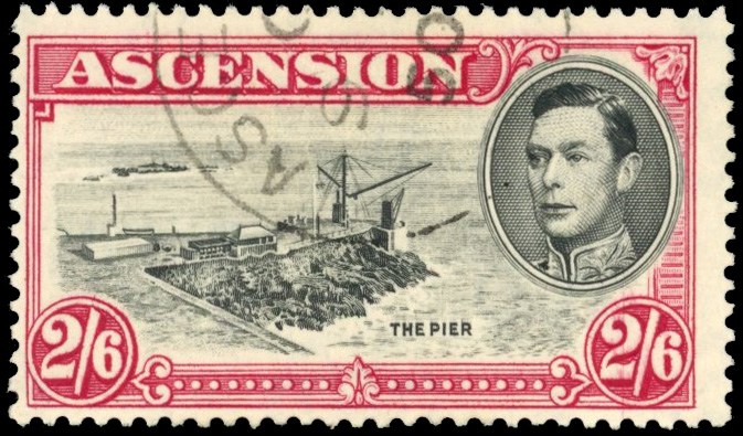Ascension SG 45b 1938 2s6d with davit flaw used