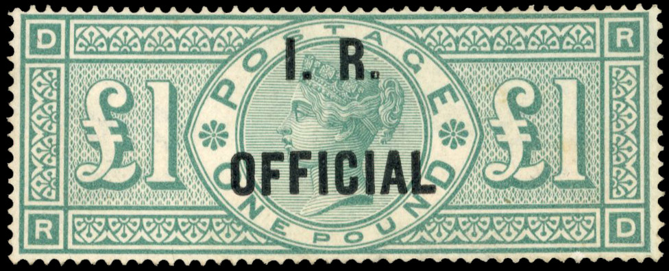 1882-1901 £1 green (RD), unused but regummed
