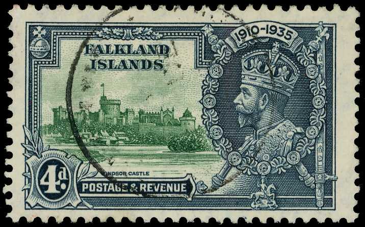 1935 Silver Jubilee 4d green and indigo,...