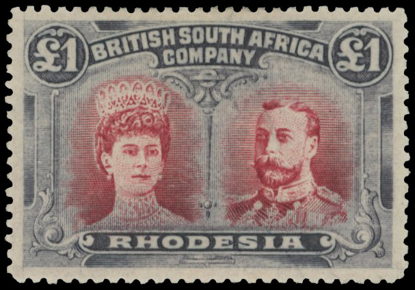 £1 carmine-red and bluish black SG 165, position 2 Gash in Ear mint