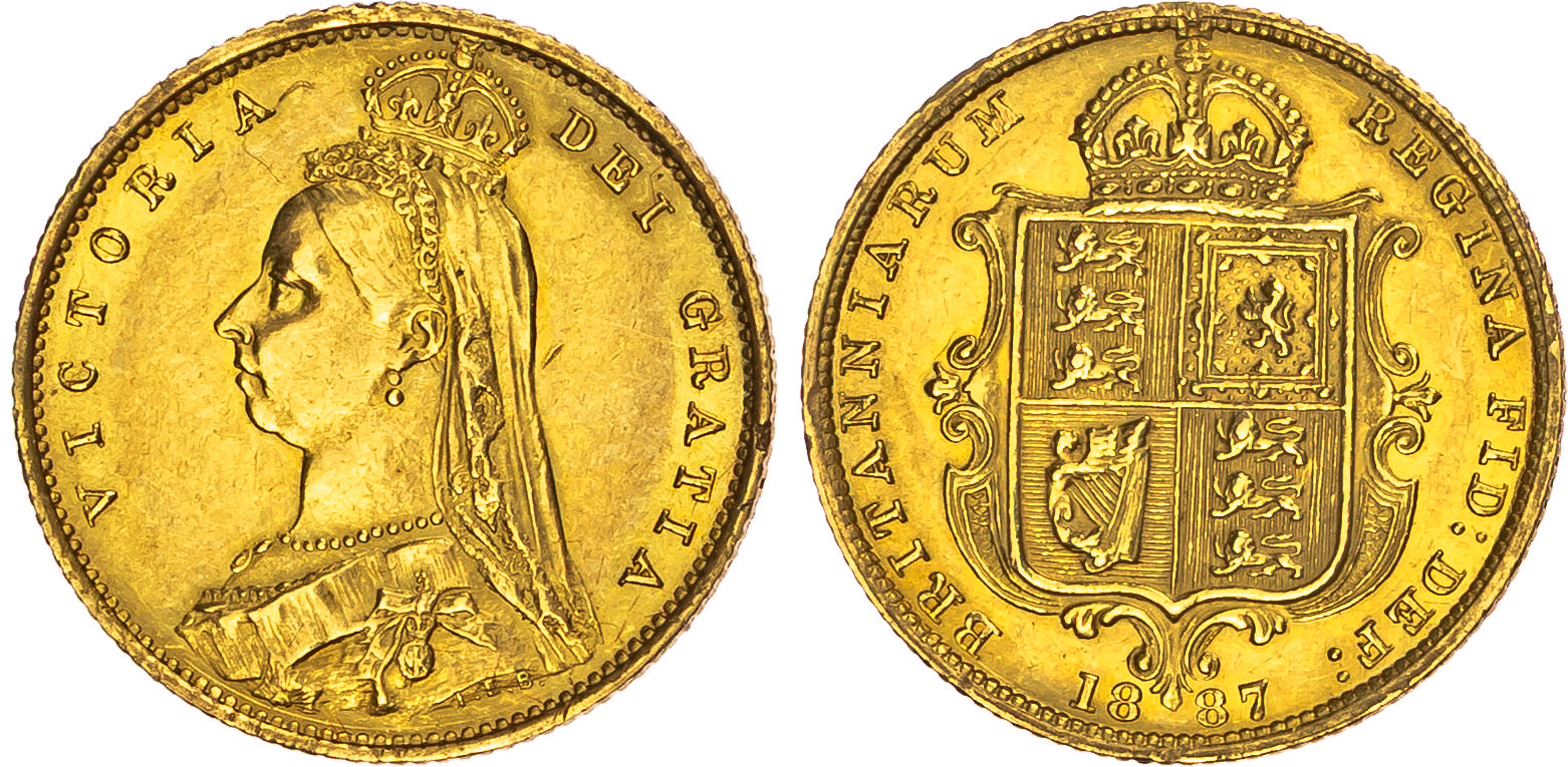 Victoria (1837-1901), 'Jubilee' Half-Sovereign, 1887, London.