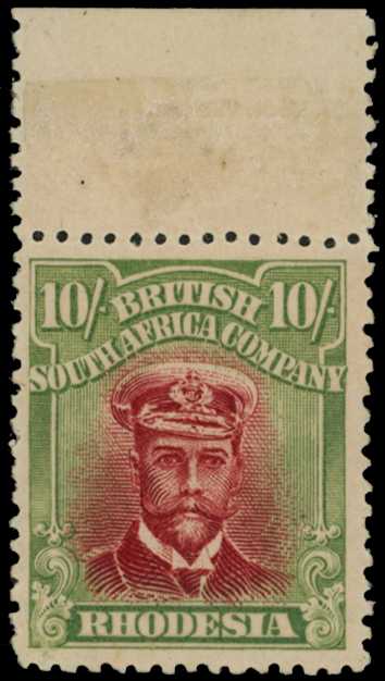 1917-20 10/- Head Die IIIA, perf 14. Top...