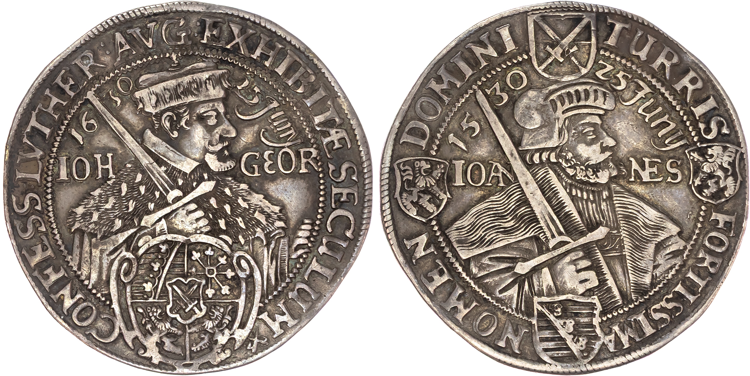 Germany, Saxony, Johann Georg (1615-1656), silver Half Taler, 1630, Dresden, 100th Anniversary of the Augsburg…