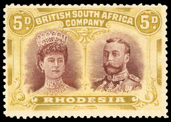 SG 141ab 5d purple-brown and ochre mint