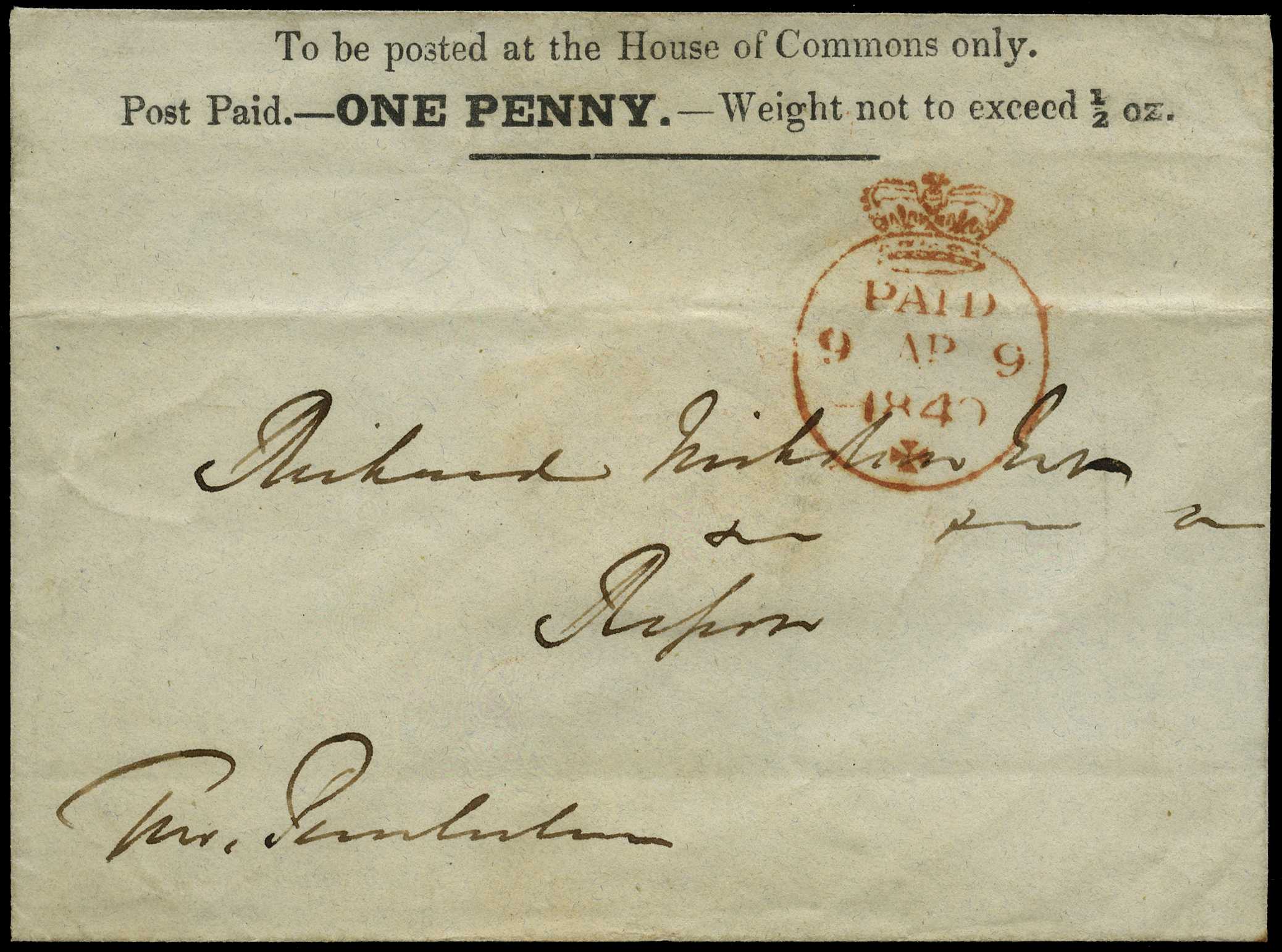 PARLIAMENTARY: 1840 1d 'House of...