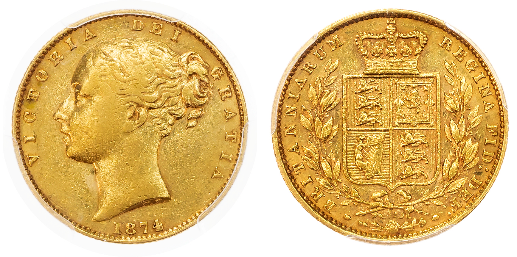 Victoria (1837-1901) Sovereign, 1874, die number 32.