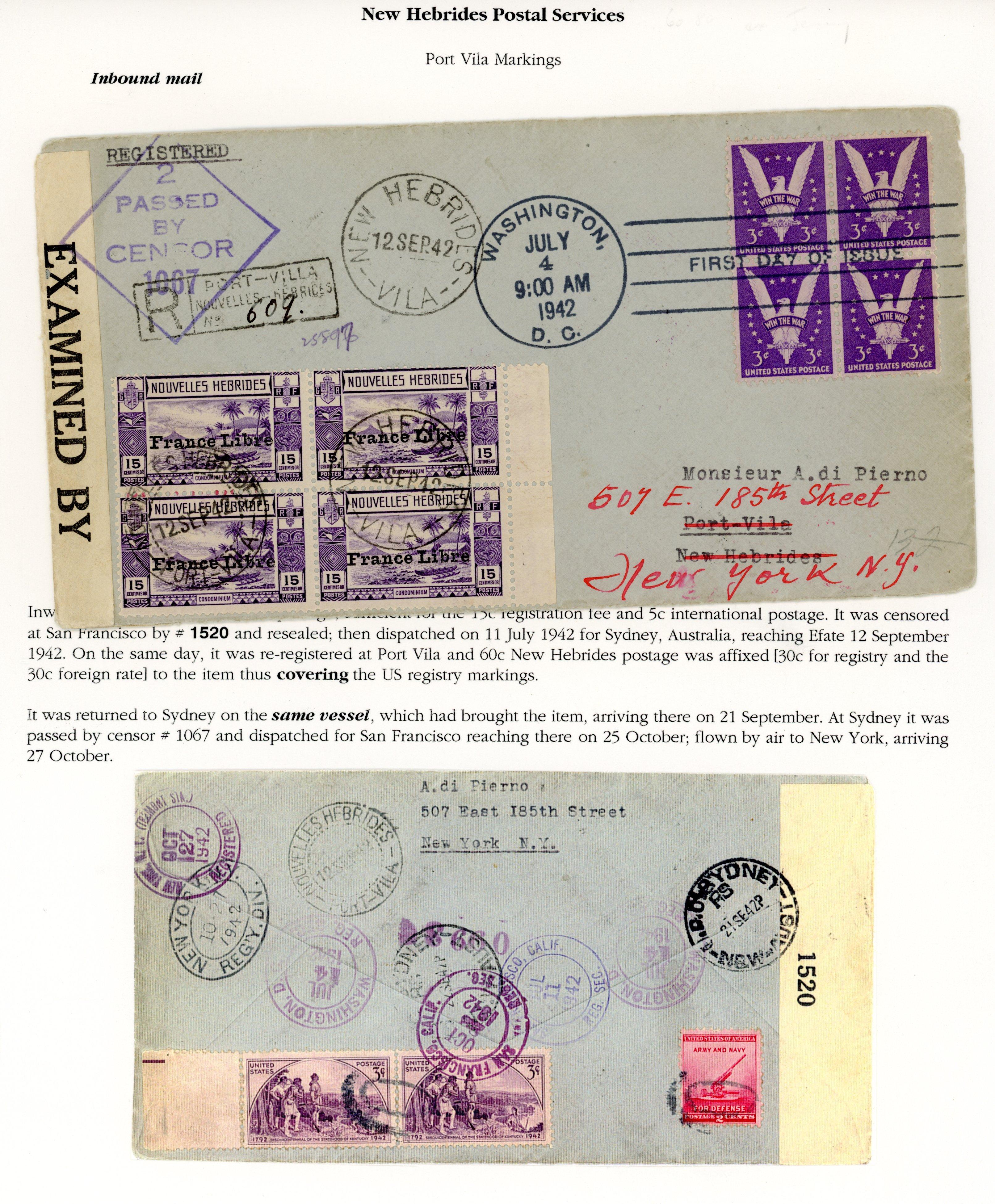 New Hebrides (French) SG F67 block on cover