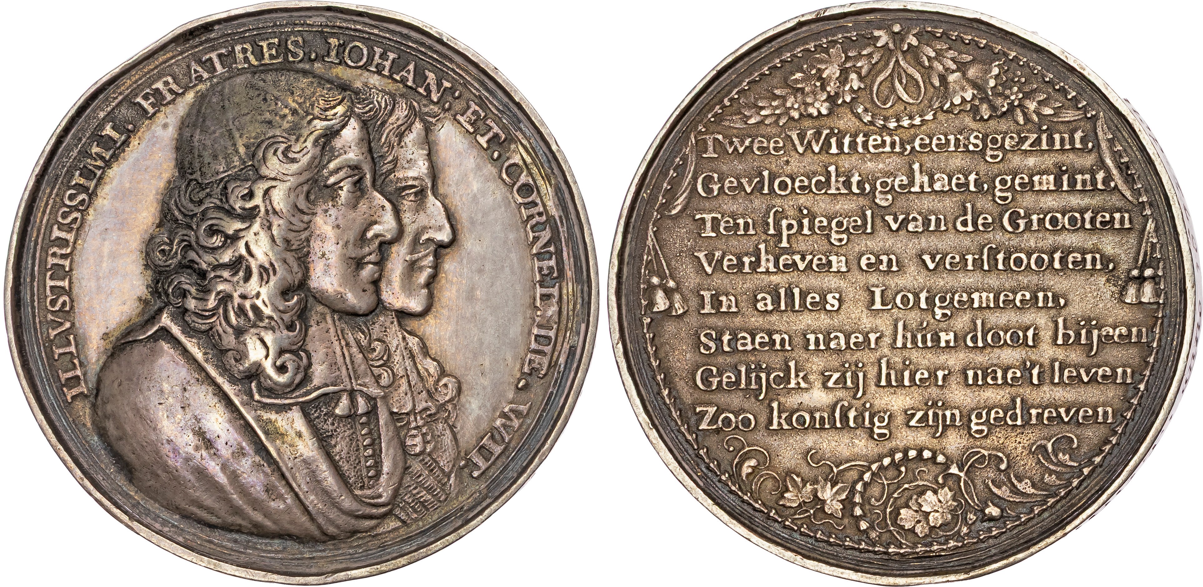 Netherlands, Murder of the de Witt Brothers 1672. Silver cast Medal 1672.